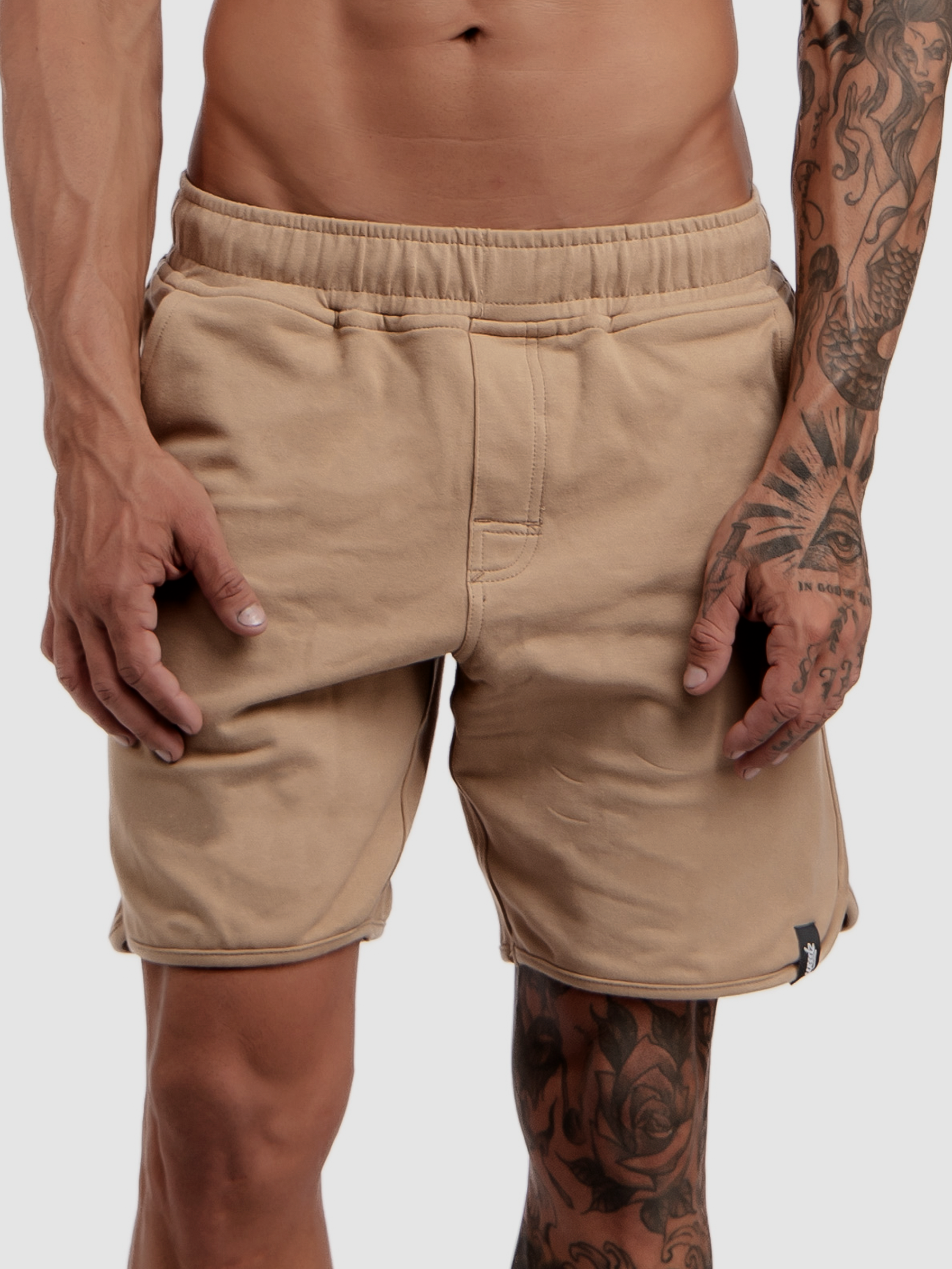 Walkshort Moletom Stretch Bege