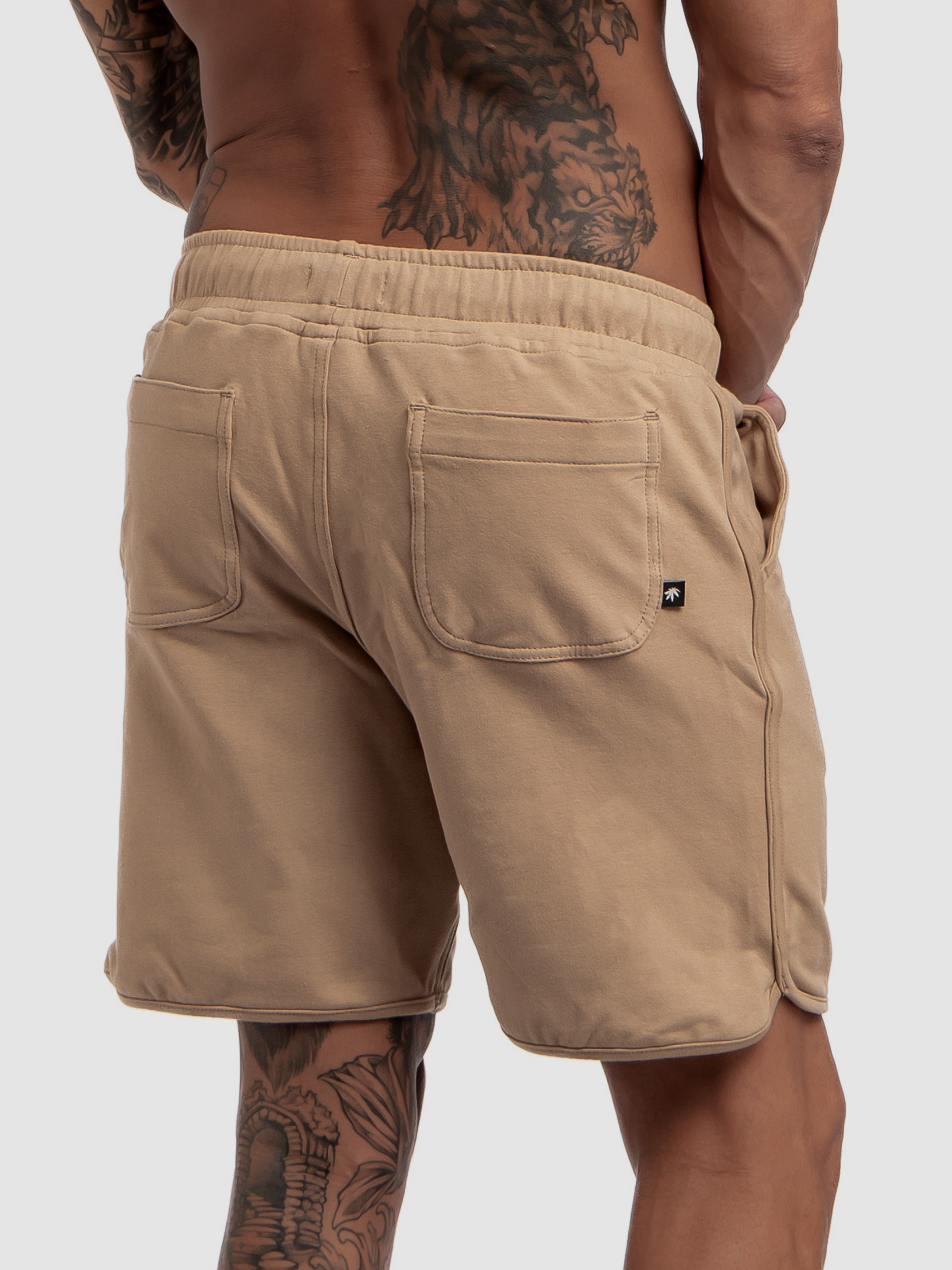 Walkshort Moletom Stretch Bege